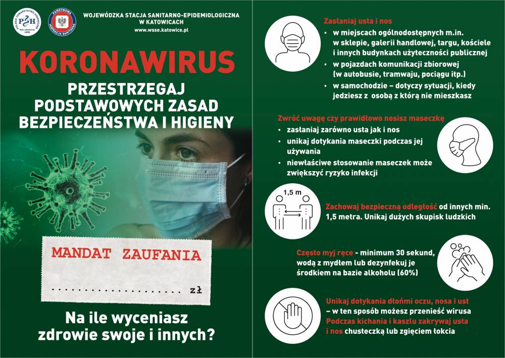 KORONAWIRUS- zasady bezpieczeństwa i higieny